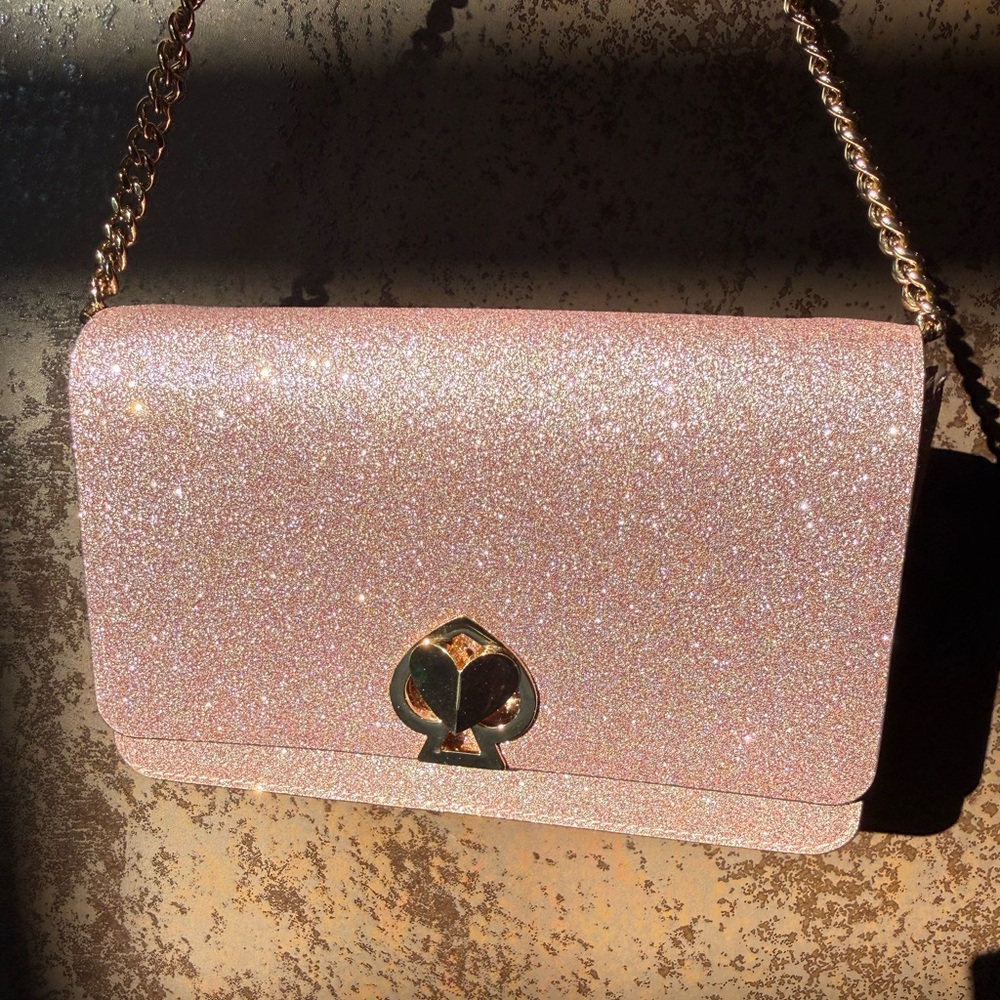 Kate Spade Pink Glitter Shimmer Nicola Twistlock Crossbody Bag